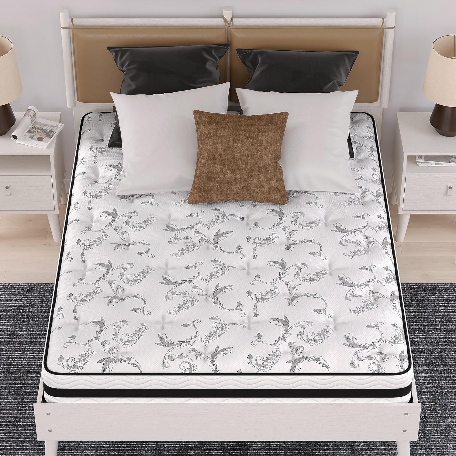 Signature Design by Ashley Full Size Chime 8 Inch Medium Firm Innerspring Mattress with Pressure Relief Quilt Foam, Fiberglass Free, Mattress In A Box