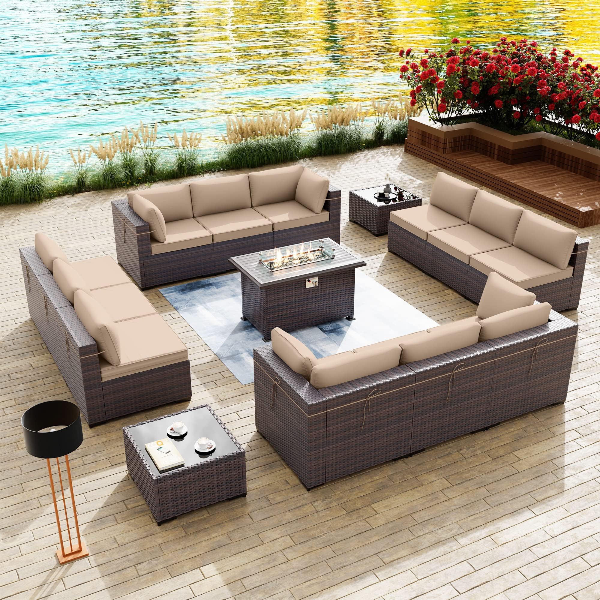 Coffee Table Vongrasig Piece Wicker Patio Furniture Set Outdoor