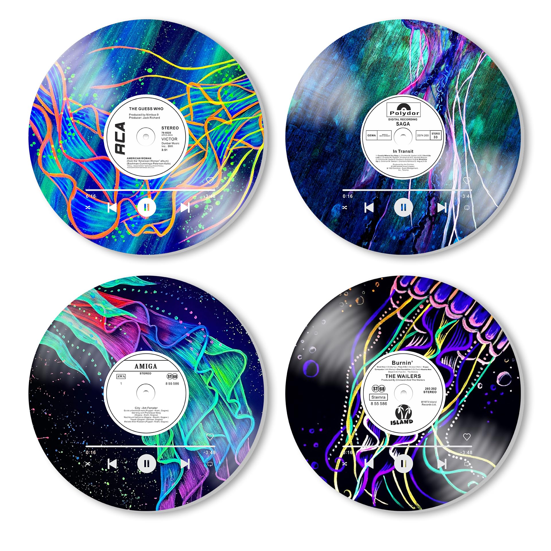 HK StudioHippie Decor, Posters for Room Aesthetic, Jellyfish - Record Decor, Music Themed Party Decorations, 4 Pcs 12"