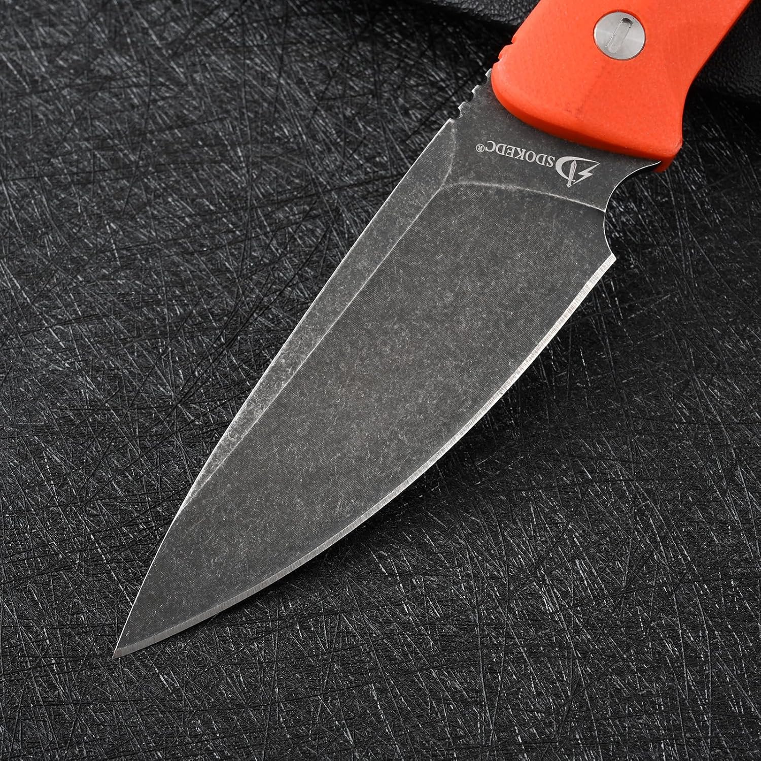 Knives D2 Steel Tactical Fixed Blade Knife with kydex sheath G10 Handle for Men EDC Outdoor Camping Survival Hunting(Black Stone Wash+Orange G10)