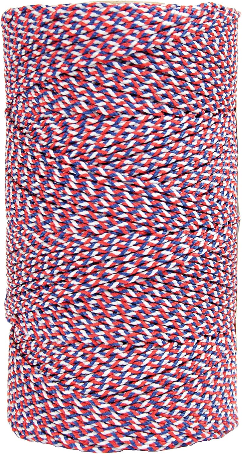 W. Rose RO687 Super Tough Professional Bonded Braided Nylon Mason's Line, 685-Feet, White/Blue/Red