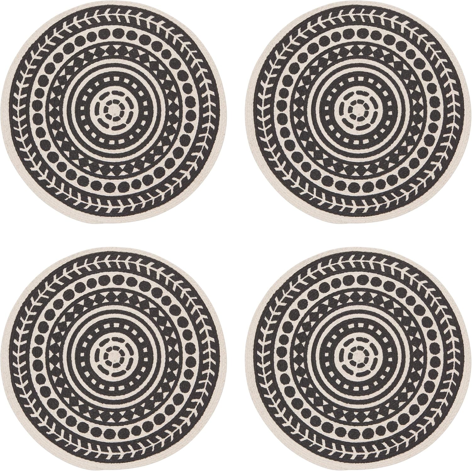 Now Designs 1035009aa Round Braided Cotton Placemats, Set