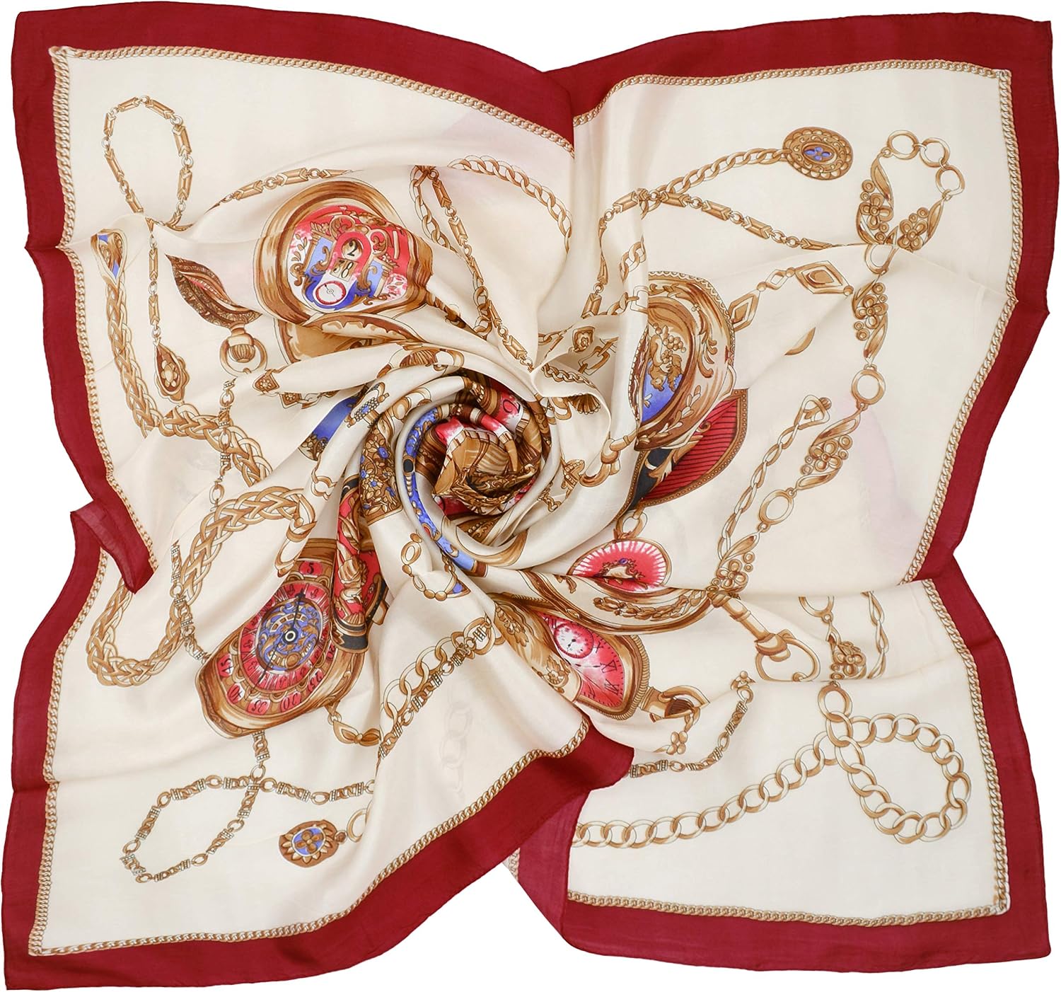 TONY AND CANDICE Women’s Graphic Print 100% Silk, Silk Scarf Square, 33X33 Inches