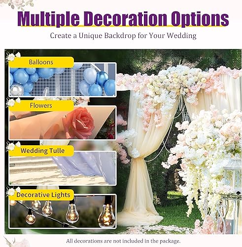 Miniatura 6 de Kit de tubo para telón de fondo, marco de cortina telescópico para fiesta de boda, 9.84 pies x 19.69 pies, soporte de telón de fondo resistente con
