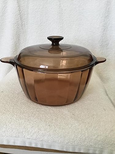 Vintage Corning VISIONS - Olla estriada de 4.5 litros con tapa (rara)