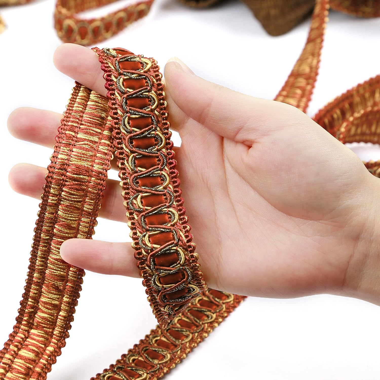 Fenghuangwu 編組トリム 6.5ヤード ポリエステル織 Gimp編みトリム 直径1.1インチ/1.1インチ 縫製とクラフト