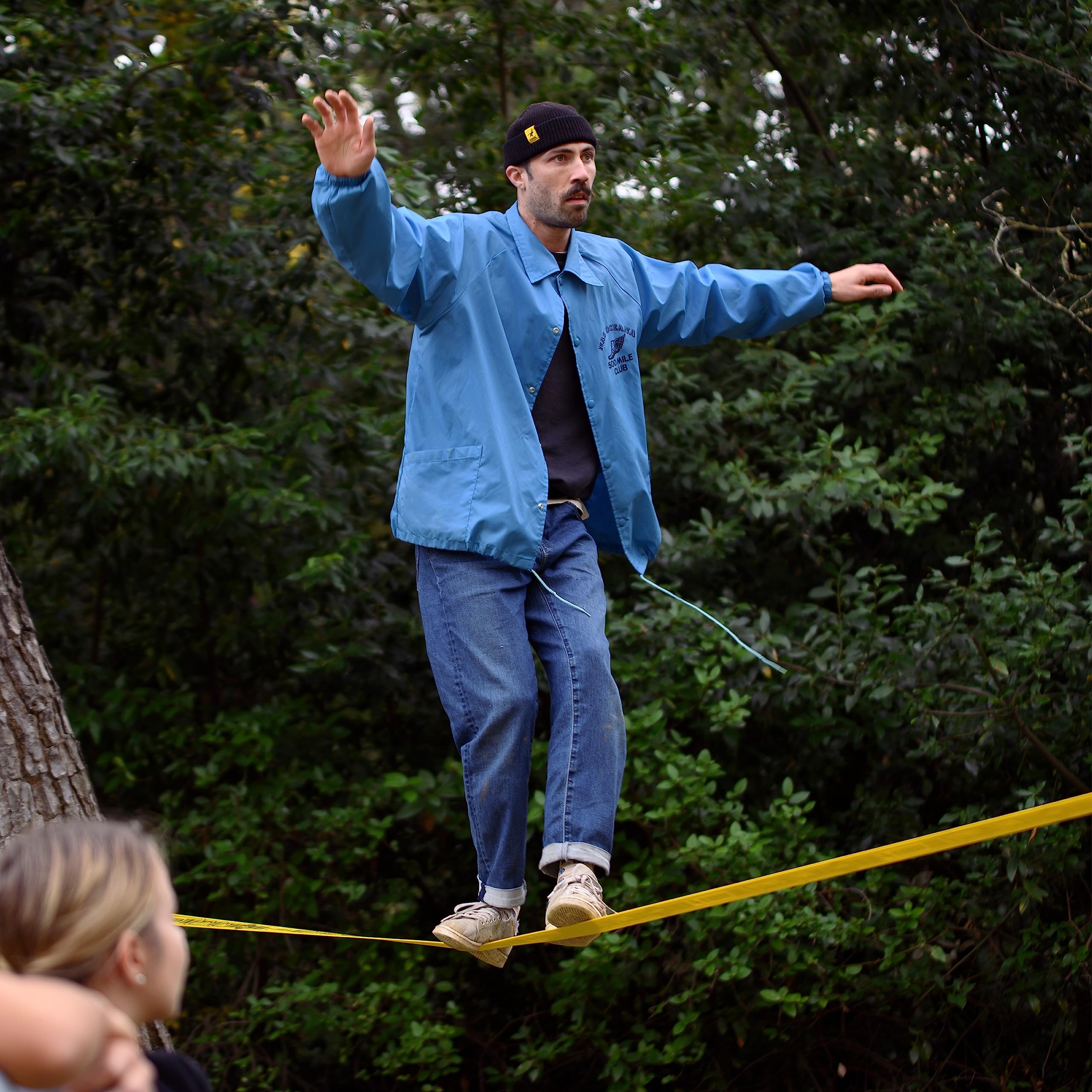 Gibbon Slacklines Classic Line 25m (22,5m slackline + 2,5m fettuccia) cricchetto protezione blocco sicurezza larghezza 5 cm