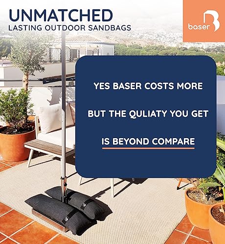 Miniatura 6 de Baser Sacos de arena rectos rellenables, 4 x 55 libras, bolsas de peso rellenables para sombrillas de patio, voladizos y accesorios de jardín