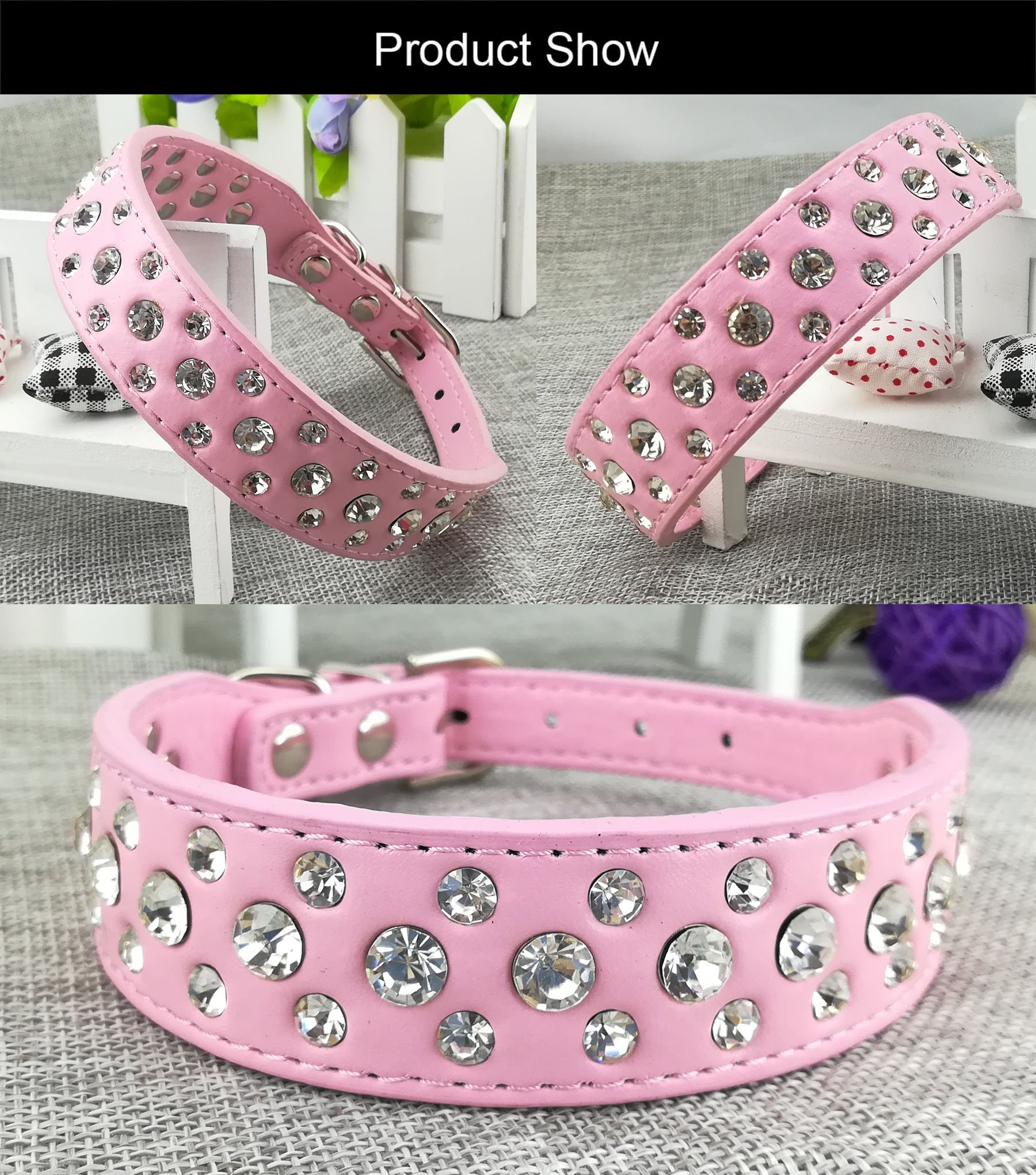 Newtensina Hundehalsband & Leine Set – Mit Bling-Bling, Nylon, Für Kleine & Mittlere Hunde
