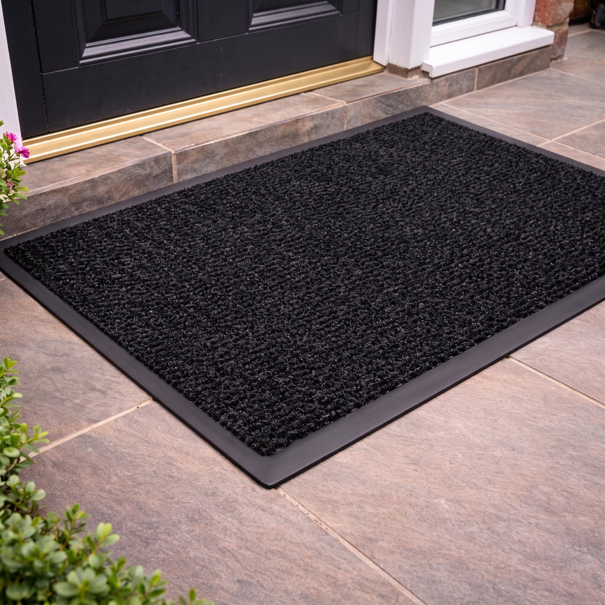 GULLAMBO Front Door Mats Outdoor, Heavy Duty Non Slip Dirt Defender Rubber Backed Entrance Mat for Indoor & Outside Use (Charcoal 40x60)