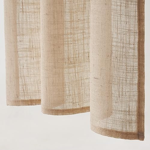 Miniatura 9 de MIULEE Cortinas de café de 30 pulgadas de largo, cortinas cortas semitransparentes para ventana de cocina sobre el fregadero, cortinas de lino