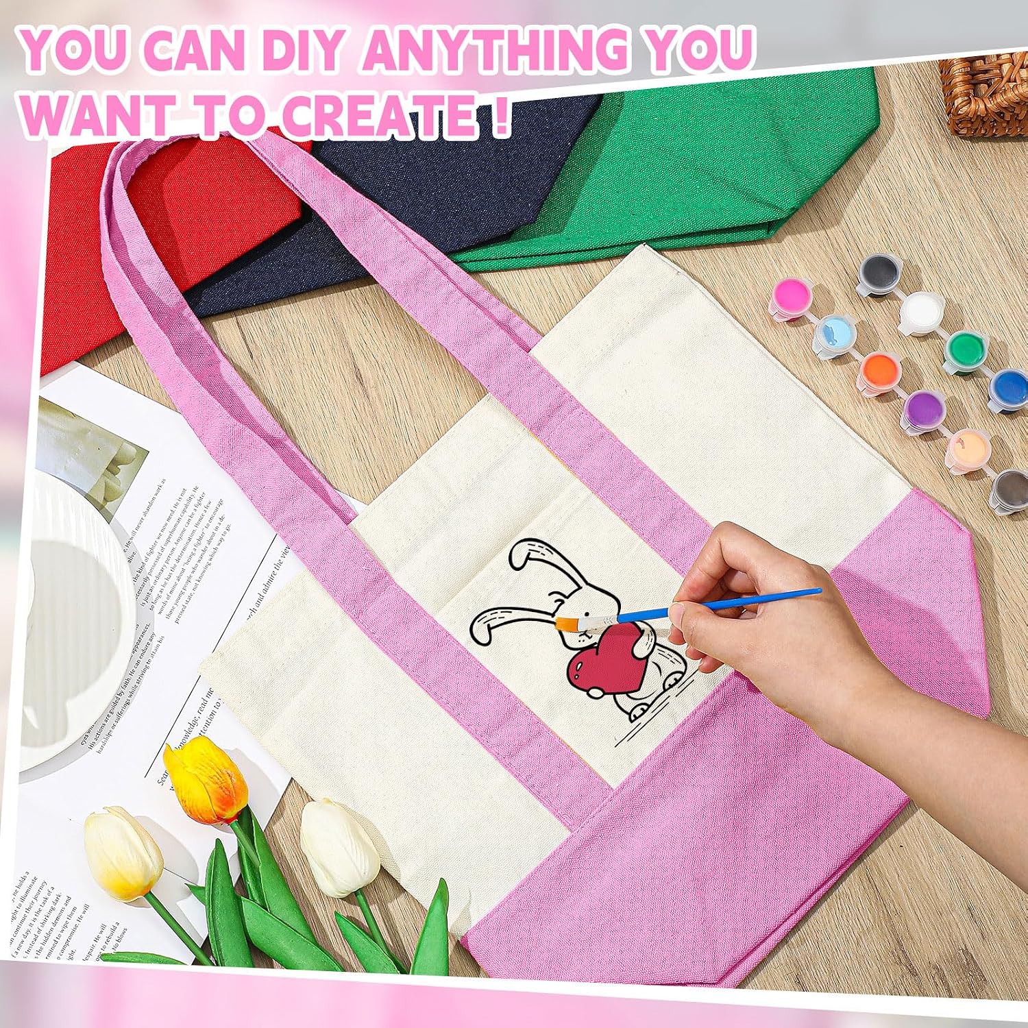 Amylove Mini Canvas Tote Bag with Pockets Duty Canvas Sublimation Blank Small Bag Mini Reusable Tote for Crafts DIY