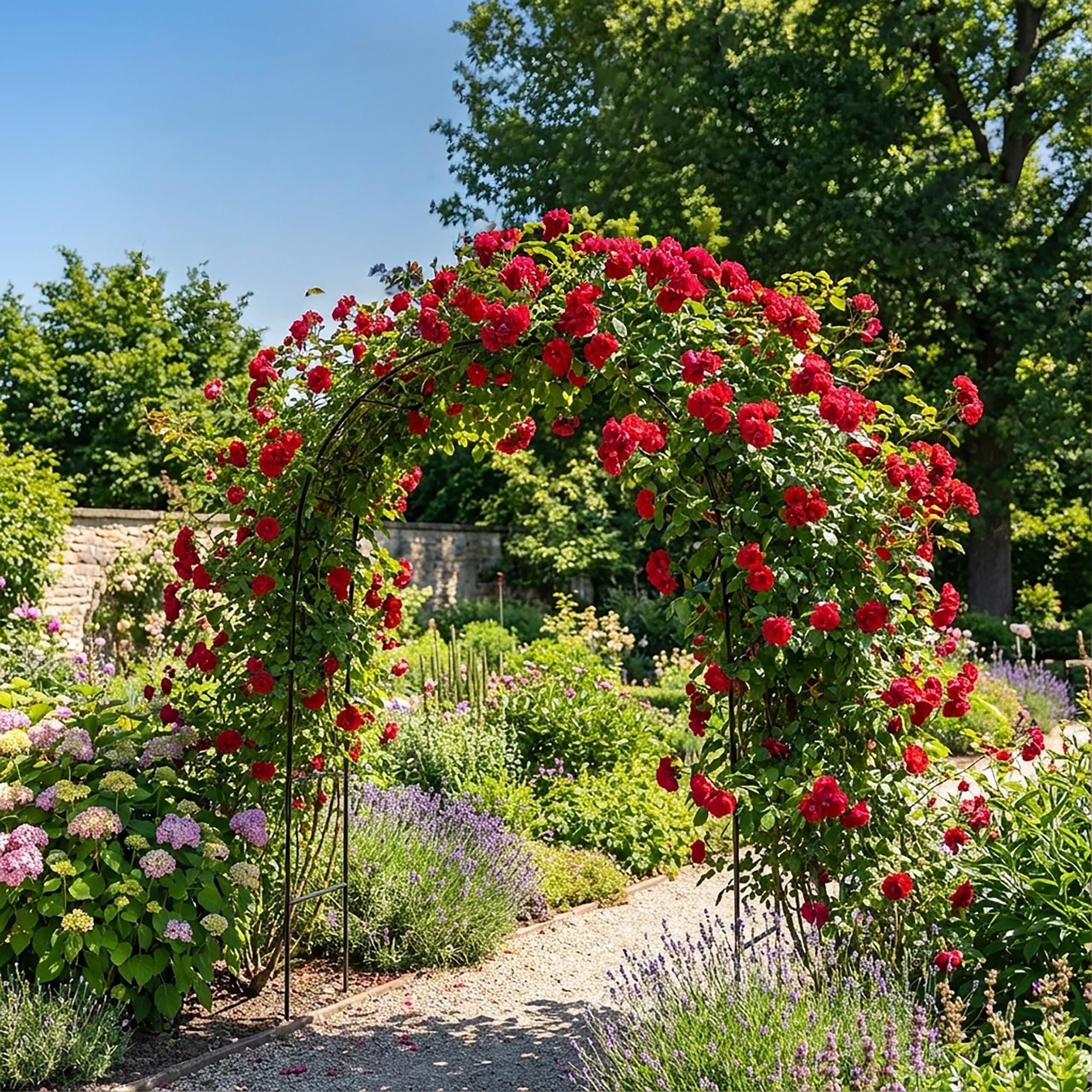 Relaxdays Arco da Giardino in Metallo per Rose e Piante rampicanti, Stabile, 240x140x38 cm, Nero