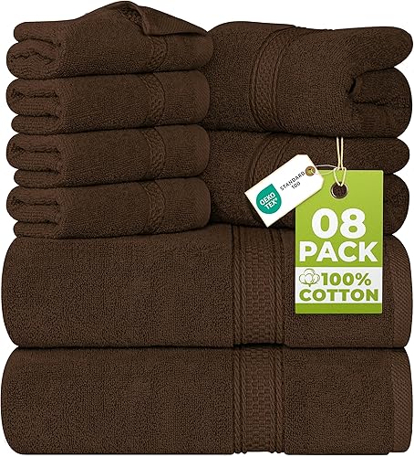Miniatura 14 de Utopia Towels - Juego de toallas de 8 piezas, 2 toallas de baño, 2 toallas de mano y 4 para la cara, 100% algodón hilado en anillo, 600 GSM, Gris