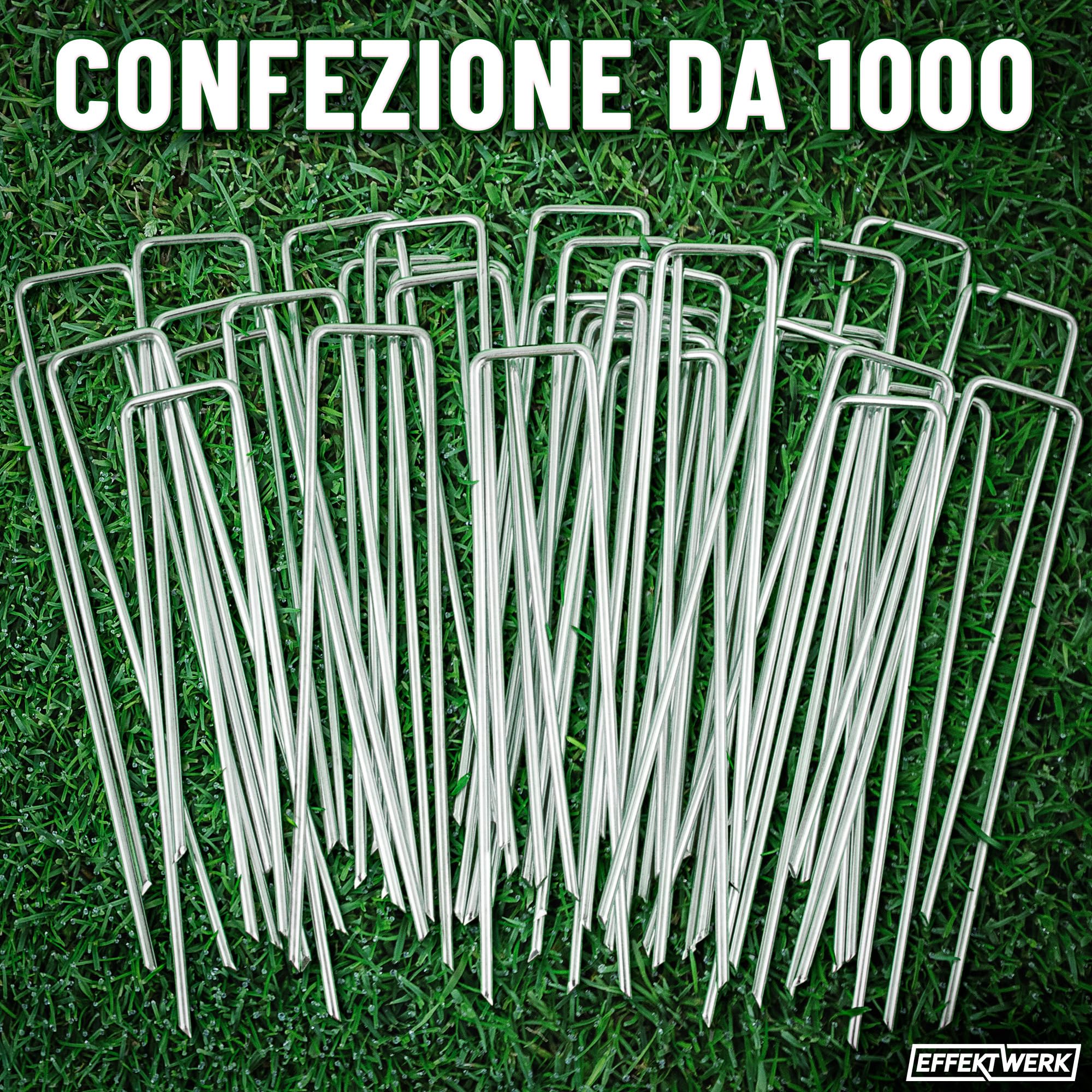 Paletti da Giardino (6"/150 mm, 1000 Pezzi), graffette paesaggistiche zincate a Forma di U, perni in Tessuto per Installazione di Barriere Contro Le Erbacce e Tappeto erboso
