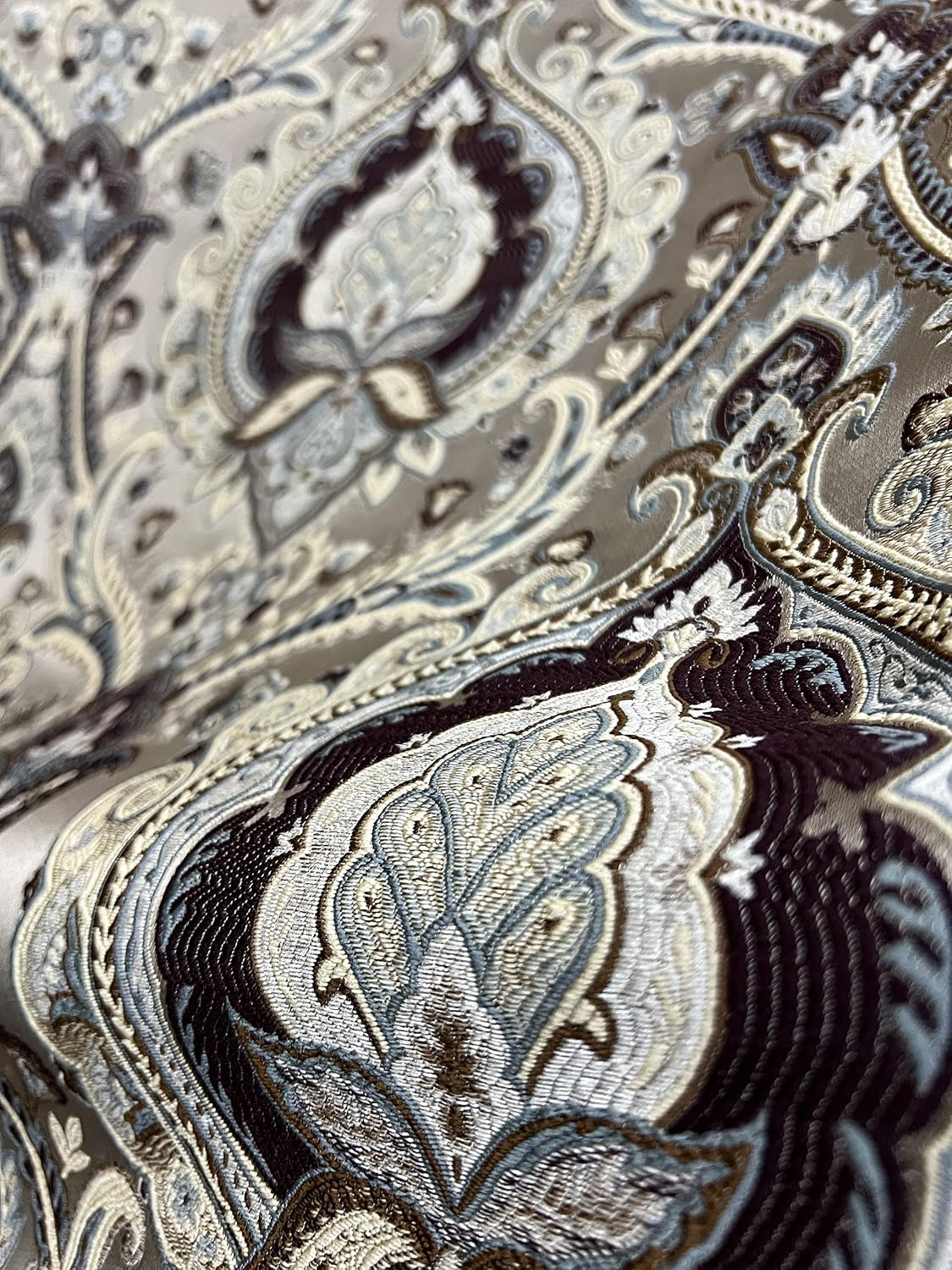Luxurious Woven Jacquard Majestic Damask Fabric for Upholstery, Dining Chairs, Window Treatments, Crafts - Renaissance Rococo Victorian - 54" Width - by The Yard (Beige/Maroon)