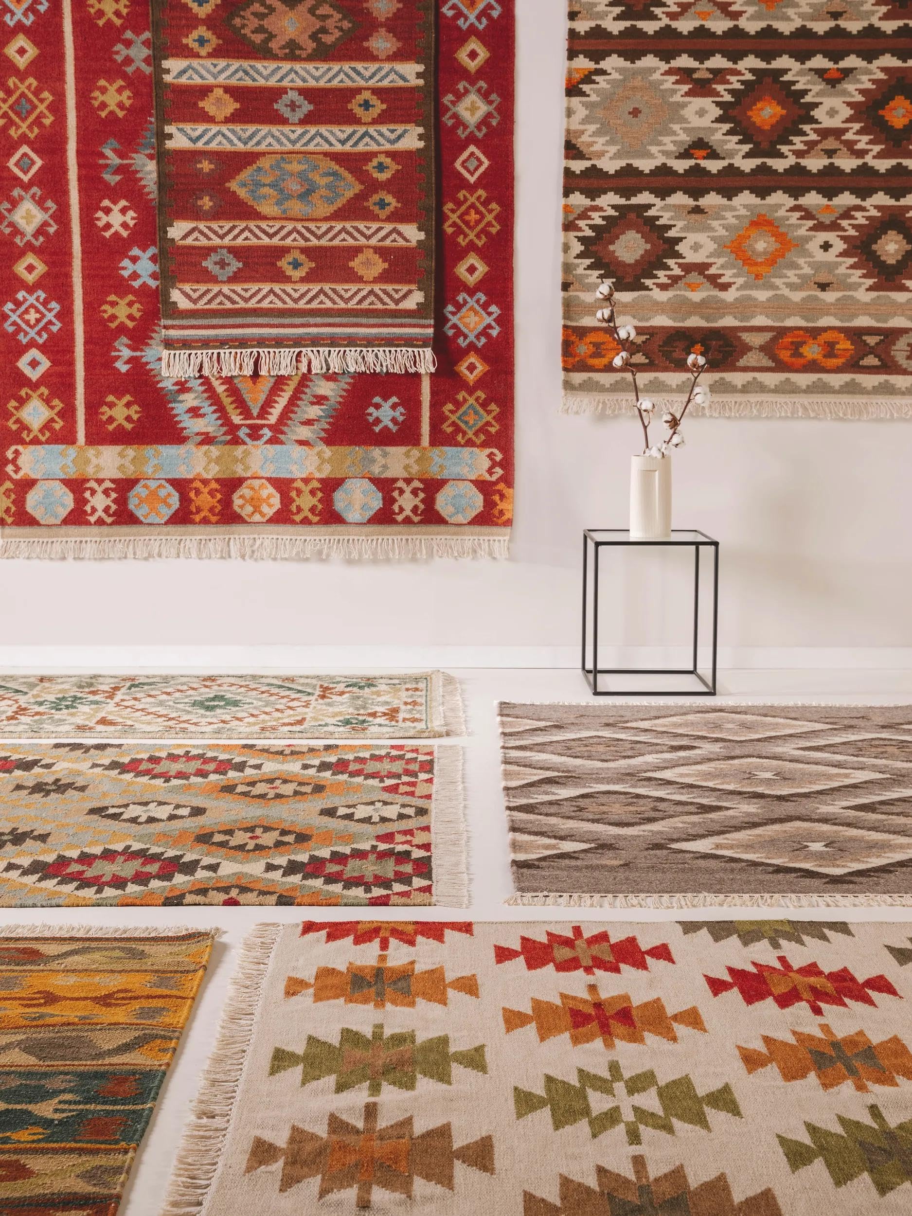 benuta Czysta ręcznie tkany kilim Zohra – wełna ręcznie tkana – prostokątny, w stylu kilim, styl etno, Natural Living – łatwa w pielęgnacji do salonu i sypialni, wielokolorowa/beżowa, 120 x 170 cm