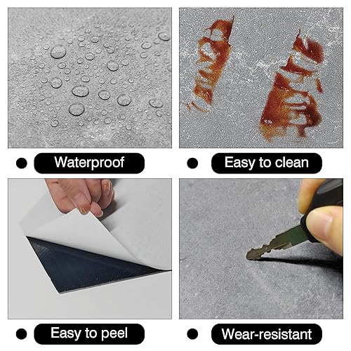 Miniatura 6 de KASARO Azulejo decorativo autoadhesivo de PVC hexagonal de 15 hojas, para baño, dormitorio, cocina, sala de estar, suelo de piedra de mármol de 0.12