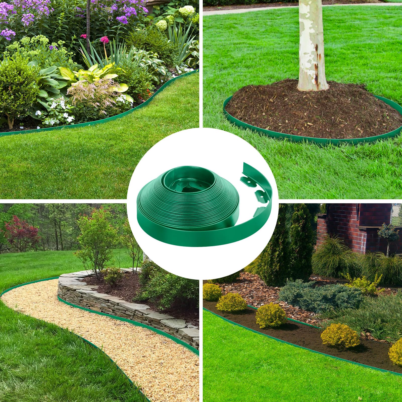 Borde De Jardín De Plástico De 19,8 M X 10,2 Cm Con 60 Estacas Y, image size:1600x1600