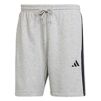 adidas Homme Essential Three Stripes French Terry Short, Medium Grey Heather/Black