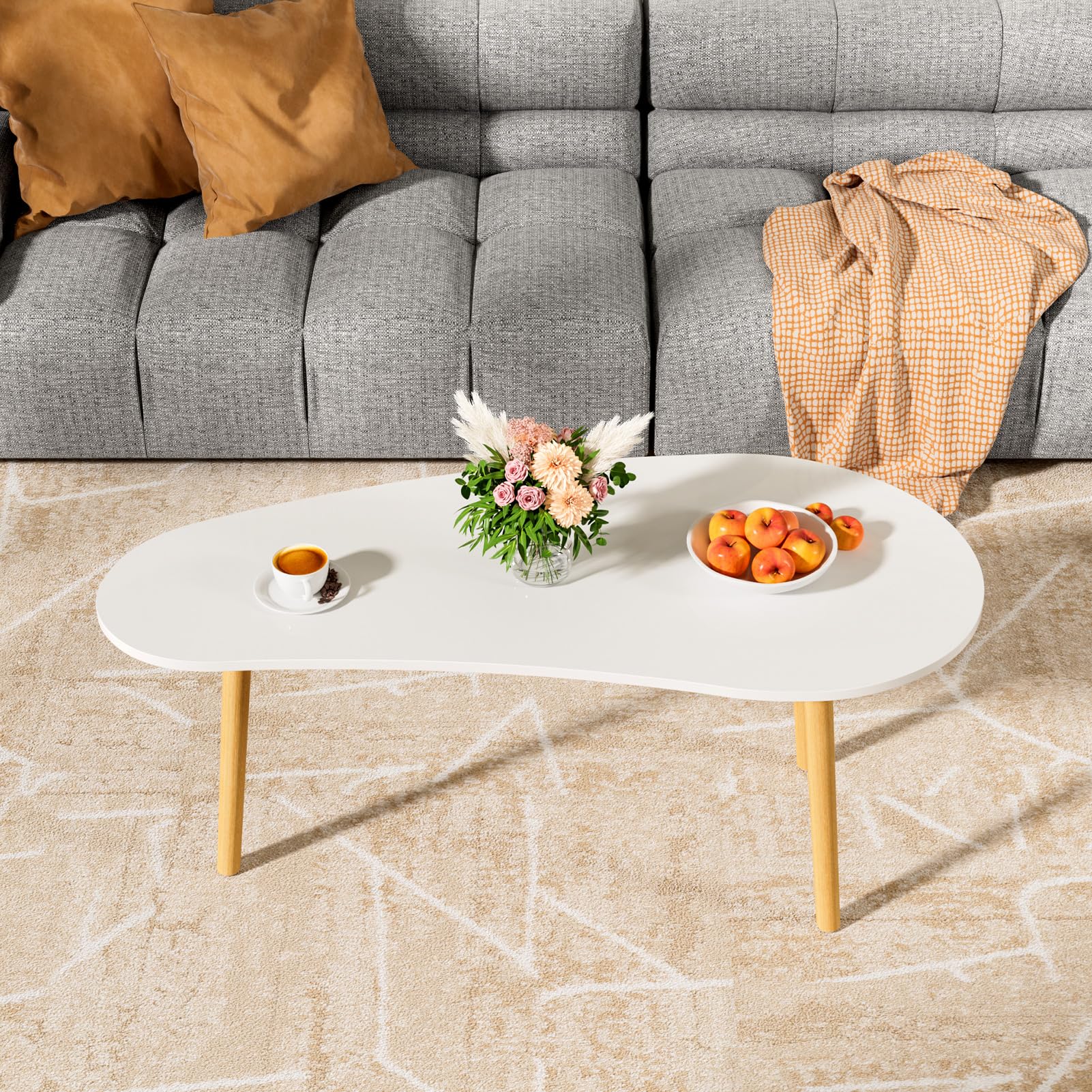 Coffee Table Mango1-Shaped Coffee Tables for Living Room Small Coffee Tables for Small Spaces Mid Century Modern Tea