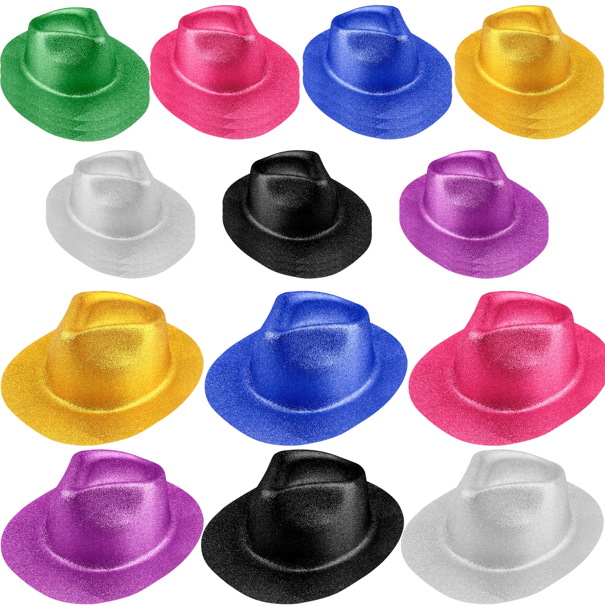 Mardi Gras Hats Bulk SGBETTER 24 Pack Plastic Fedora Party Hats