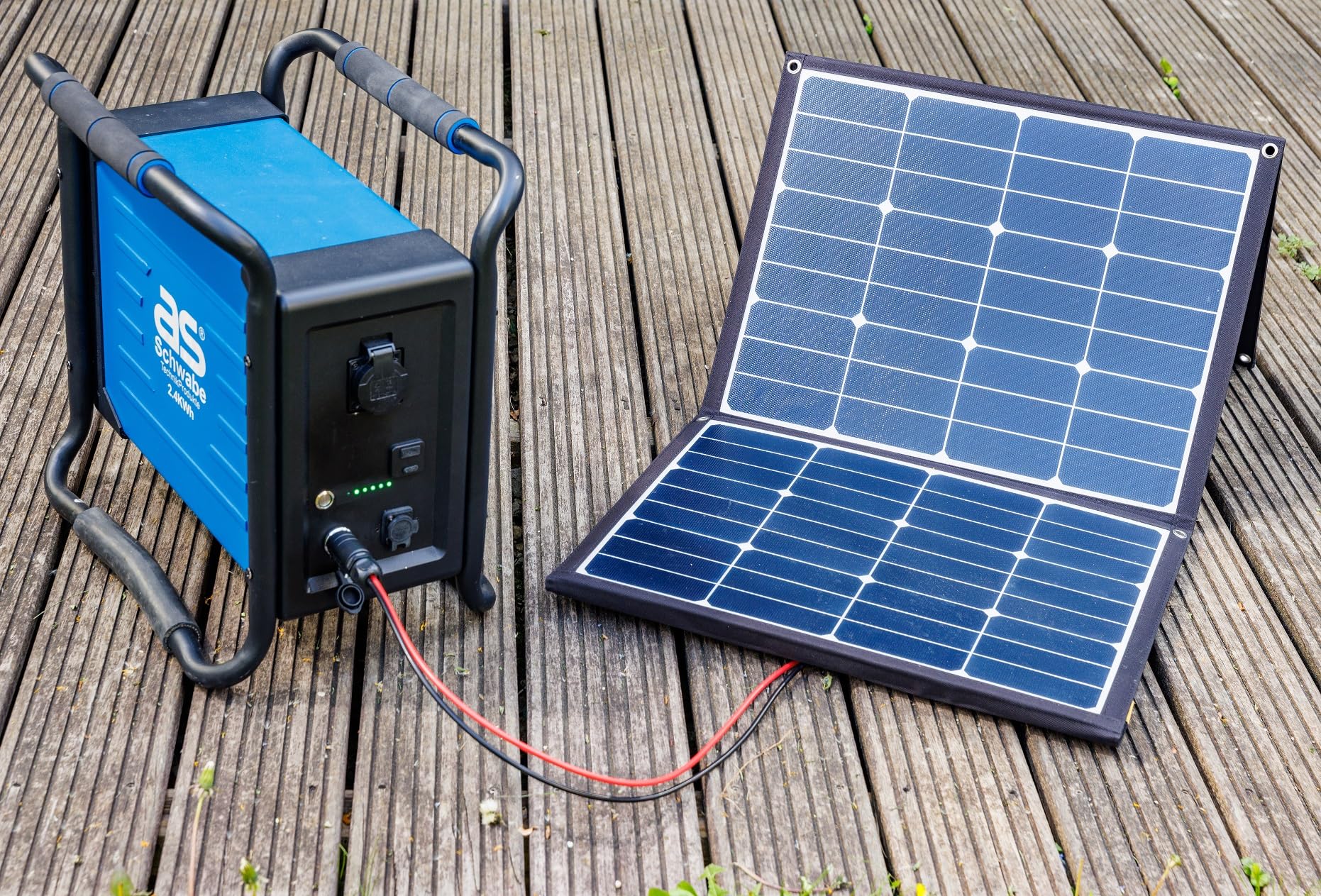 as – Schwabe 90441 - Set di 2 pannelli solari da 200 W, pieghevole e potente, modulo solare per Power Station portatile, caricatore solare con due pannelli, con cavo di collegamento da 3 m con