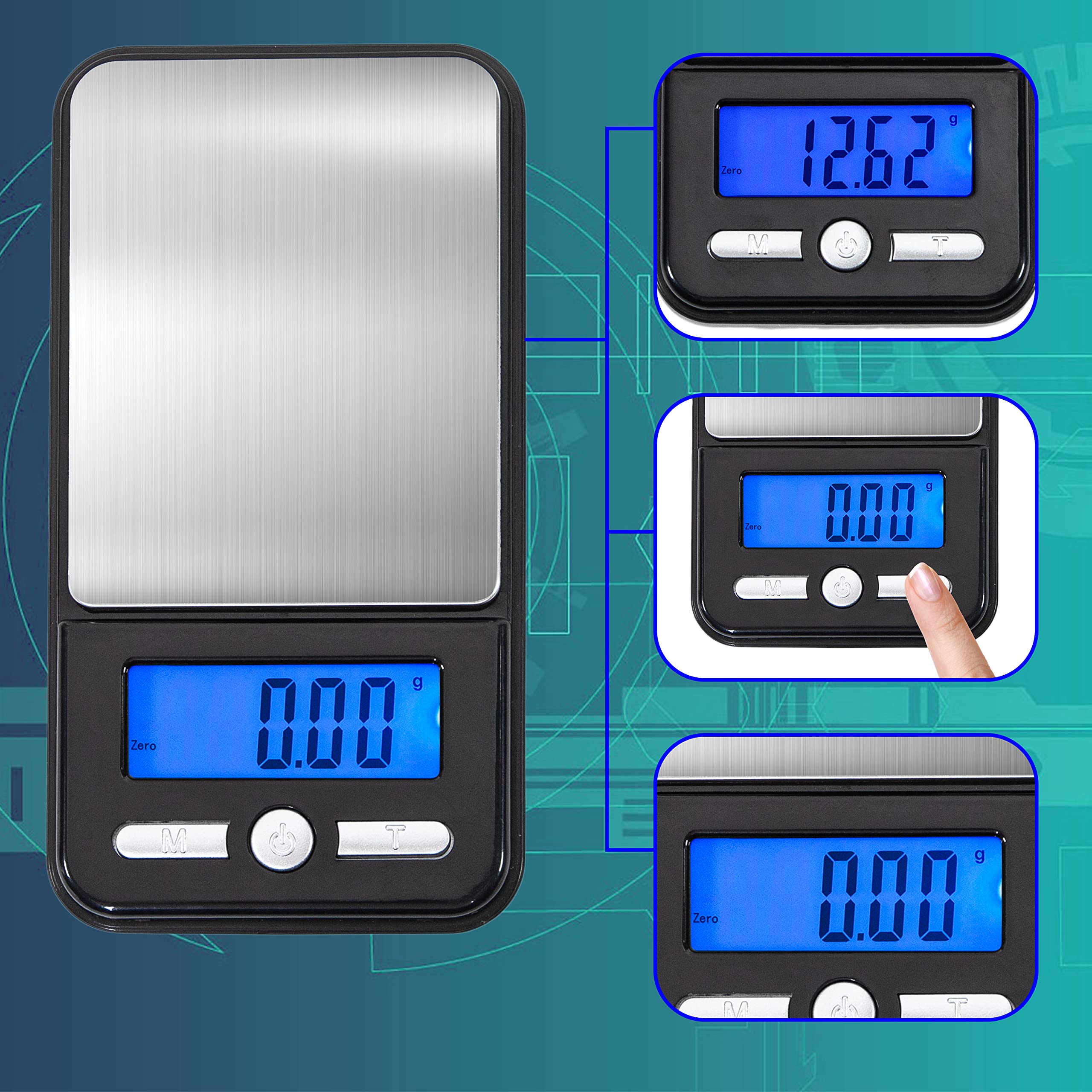 American Weigh Scales Mini báscula LCD de alta precisión con pantalla LCD retroiluminada (AC 150) 150 G x 0,01 G