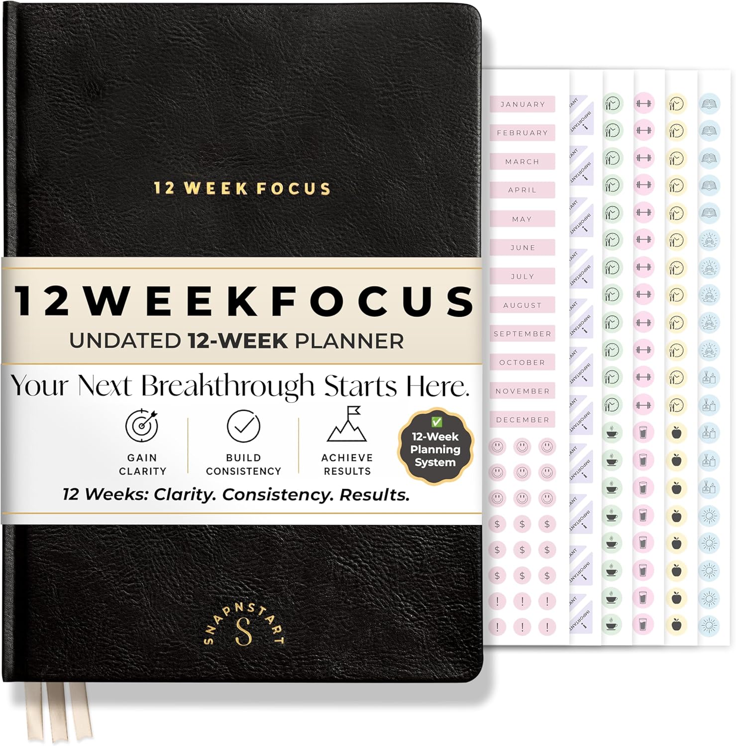 12 Week Focus Planner – High Performance Productivity Planner & Goal Planner | Undated Weekly and Daily Planning System with Habit Tracker | 7x10 Hardcover Project Planner