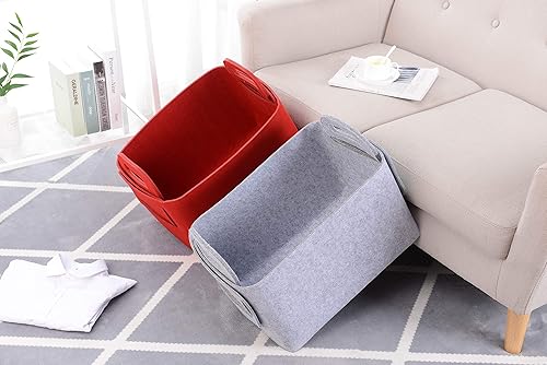 Miniatura 5 de Canasta organizadora de fieltro plegable y práctica con asas, para oficina, dormitorio, armario, habitación de bebé, juguetes, DVD, lavandería