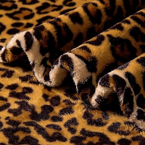 Vista 20 de Excervent Manta de forro polar de franela de leopardo 3D, 280 GSM, manta ligera de guepardo para sofá, cama, manta cálida súper suave y acogedora