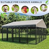 Vista 5 de Jaula Grande para Perros al Aire Libre Resistente para Exteriores con Techo y Doble Cierre - Espaciosa, Jaula para Perros con Alimentación, 120"X117