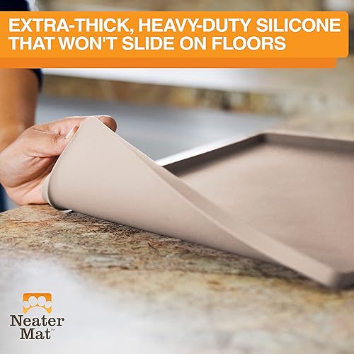 Miniatura 4 de Neater Pet Brands Neater Mat - Tapete de silicona impermeable para cuencos para mascotas, protege los suelos de alimentos y agua (capuchino,