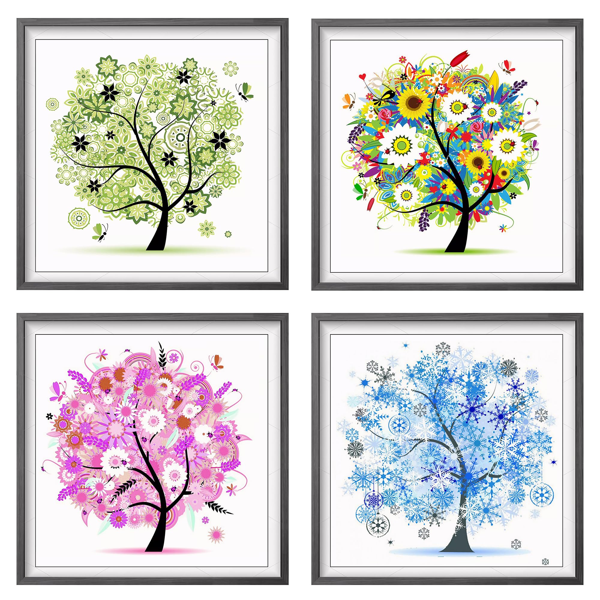 Lomtrats Kit Per Punto Croce Stampato Da 11 Ct, Kit Per Ricamo Fai Da Te, Albero Della Vita, Quattro Stagioni, Per Principianti O Principianti, 45 Cm * 45 Cm, DHC00007Y-image