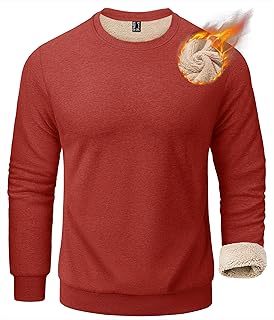 KEFITEVD Men's Sweatshirt Fleece Lined Pullover Jumper Winter Warm Crew Neck Sweater Men Casual Sherpa Sweatshirt