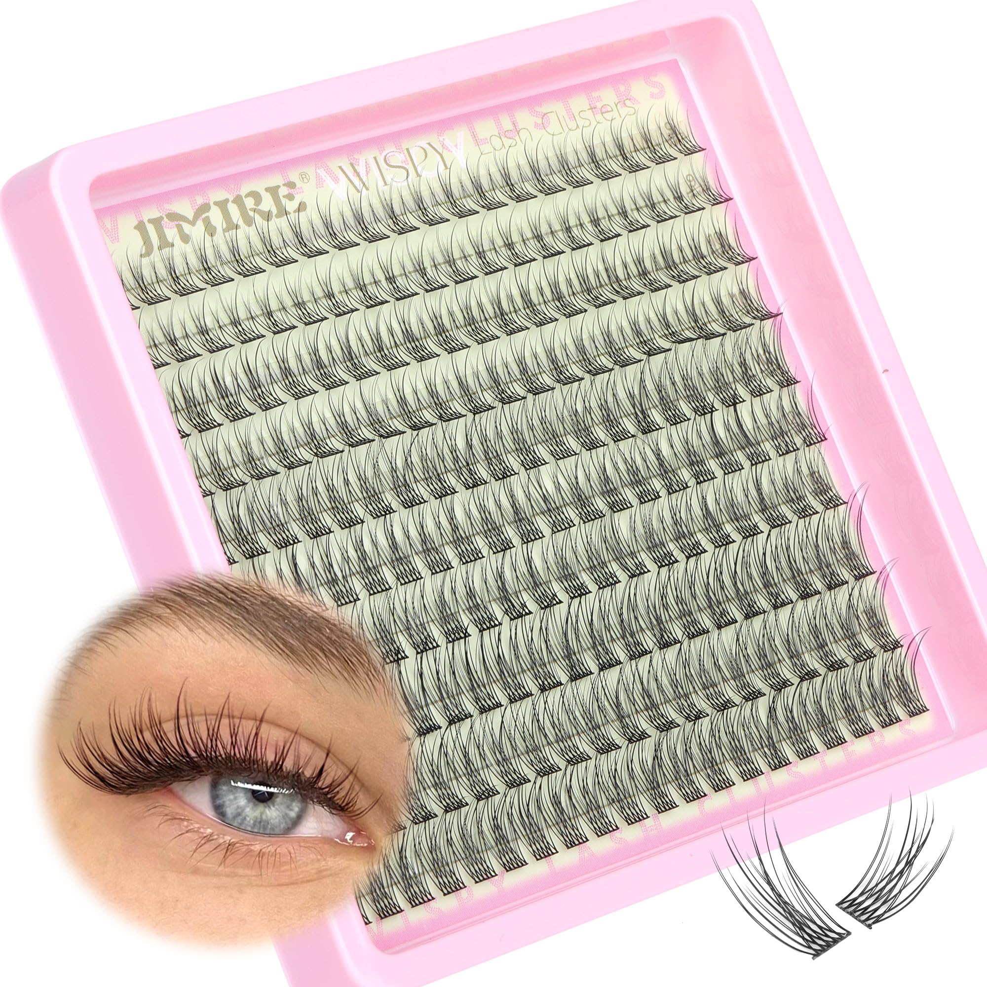 JIMIRE200Pcs Wispy Individual Eyelashes Natural Look 9-14MM Wispy Cluster Lashes CC Curl Reusable Lashes Individual Classic Cluster Eyelash Clusters Easy to Apply