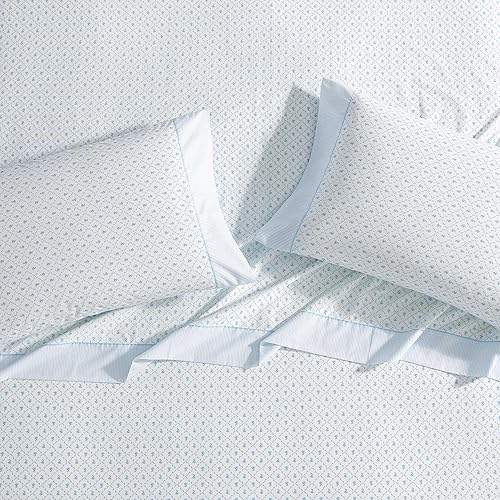 Miniatura 5 de Laura Ashley - Juego de sábanas, ropa de cama de algodón percal transpirable, 200 hilos, bolsillo profundo, elegante decoración del hogar (azul