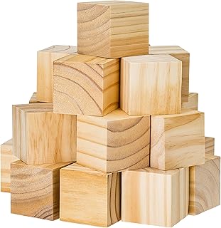 Wooden Cubes for Arts and Crafts – DIY - Photo Blocks - 2 Inch Unfinished Natural Wood Blocks – 27 Pieces – by Dragon Drew