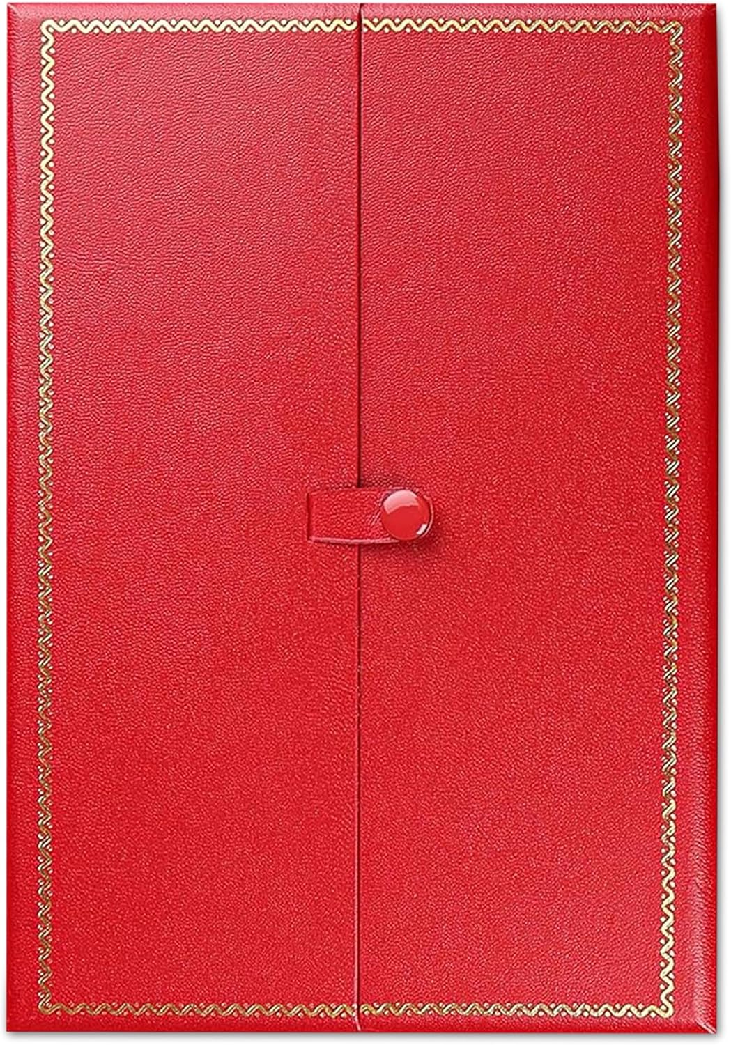 Novel Box 2 Door Red Jewelry Box for Necklace 8.25x5.75x1 Inches – Double Door Necklaces Gift Boxes with Gold Trim – Faux Leatherette Necklace Storage Case & Birthday Gift
