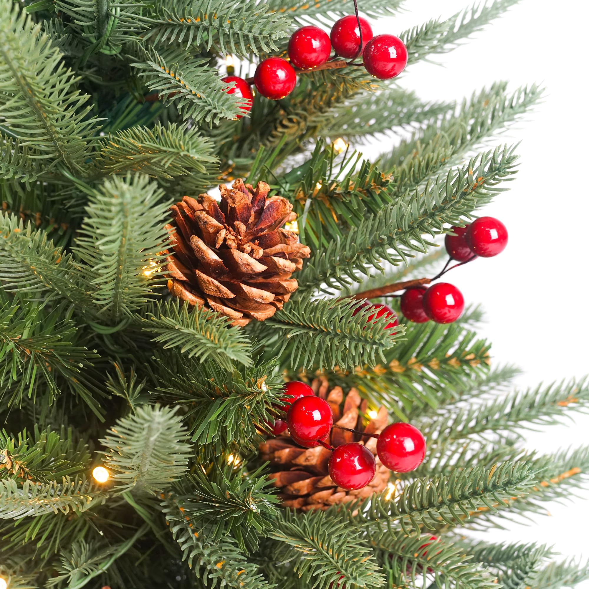 Mini Sapin de Noël Artificiel pré-éclairé de 0,6 m avec 50 lumières LED, 80 Pointes - Petit Sapin de Noël Artificiel avec minuterie - 61 cm - Décoration de Noël pour Chambre à Coucher, cheminée,