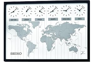 SEIKO 24 Inch Classic Six City World Time Wall Clock
