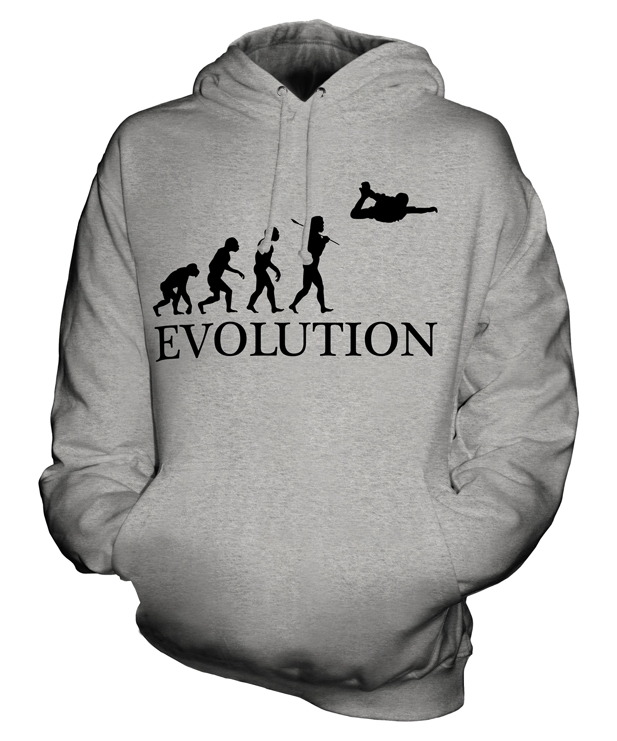 York Street Paracaidismo Evolution of Man - Sudadera Capucha Unisex - Hombre/Mujer/Mujer - algodón, Gris Efervescente, 80% algodón 20% poliéster, Hombre, XXX-Grande