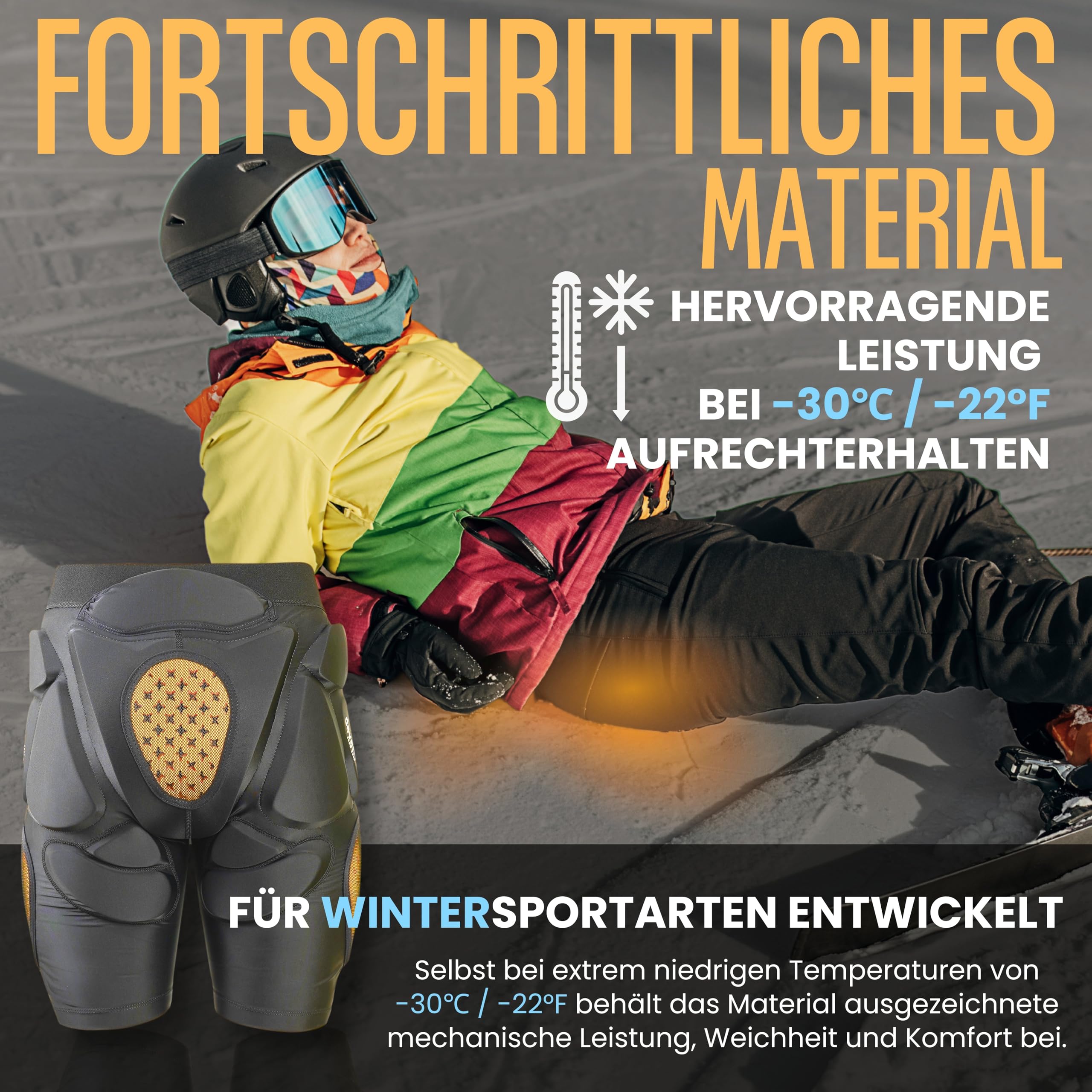 devembr Gesäßpolster Snowboard, Schützende Polsterhosen, Dämpfungsschutz für Skateboarding, Skating und Skifahren, 3D-Schutz für Hüfte, Gesäß und Steißbein