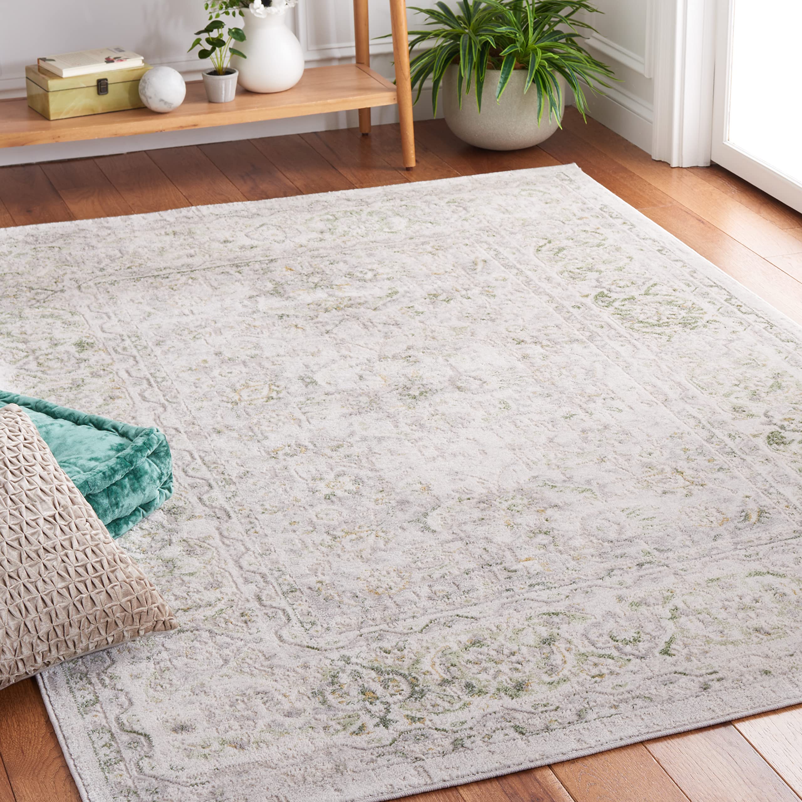 SAFAVIEH Palma Collection Accent Rug - 4'5" X 6'5", Beige & Blue, Modern Abstract Design, Non-Shedding & Easy Care, Ideal For High Traffic Areas In Entryway, Living Room, Bedroom (PAM356A