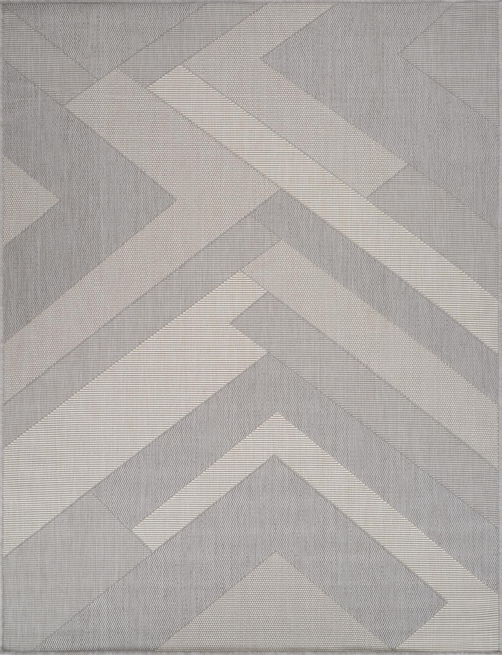 Livabliss Tekeli Tappeto da Esterno ed Interni Tappeto Esterno Terrazzo Moderne, per Giardino, Balcone, Stile Boho Tappeti Ampi Dimensioni, 120x170 cm Grigio e Avorio