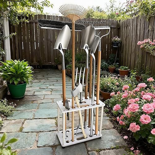 Miniatura 4 de FixtureDisplays Organizador de herramientas de mango largo Garage Garden Tool Storage Rack 10018