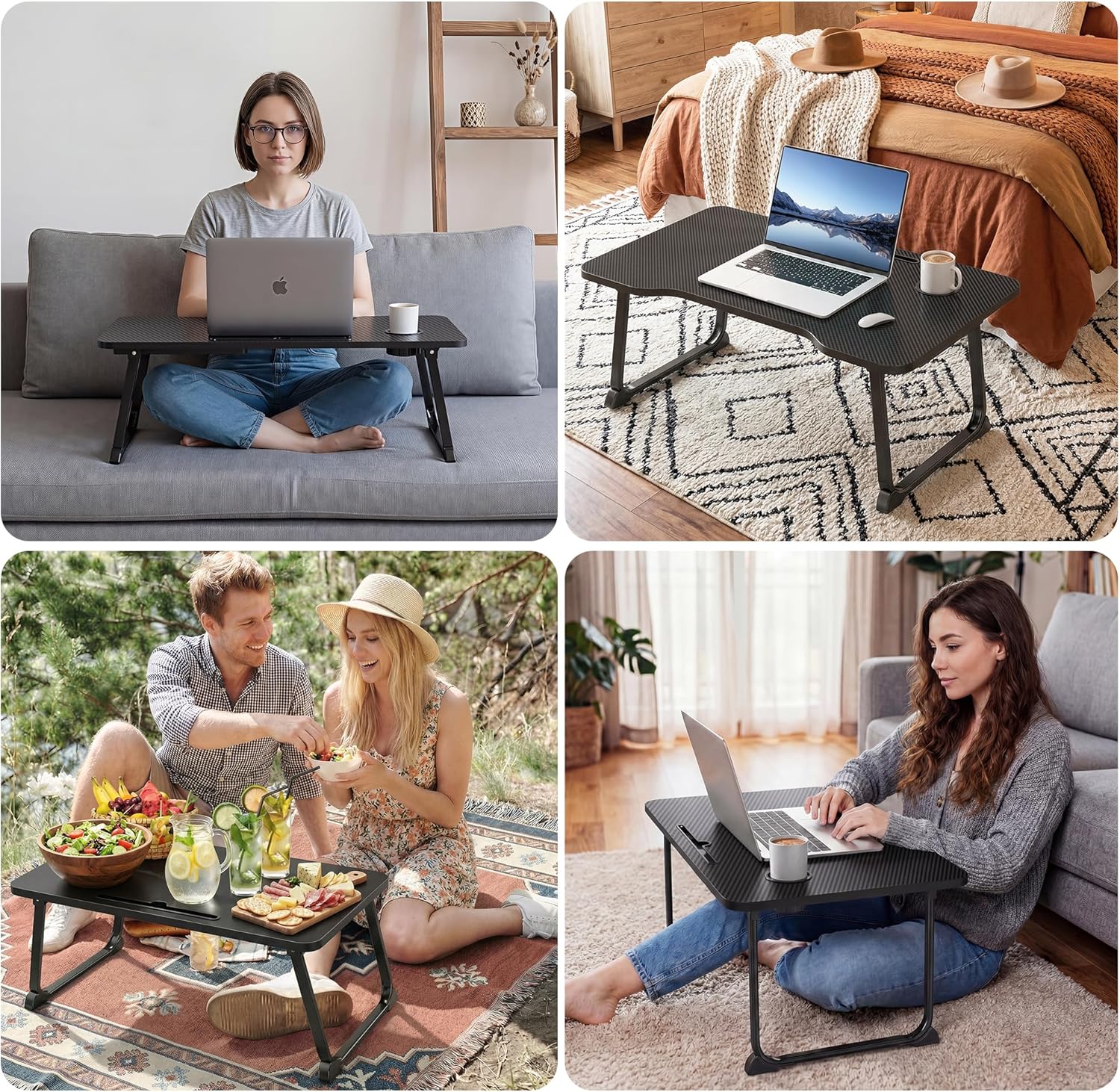 Lap Desk for Adults - Portable Foldable Bed Desk Tray Table Laptop Stand with Storage Drawer/Cup Holder,for Working Reading Writing Eating,Watching Movies for Bed Sofa Couch Floor
