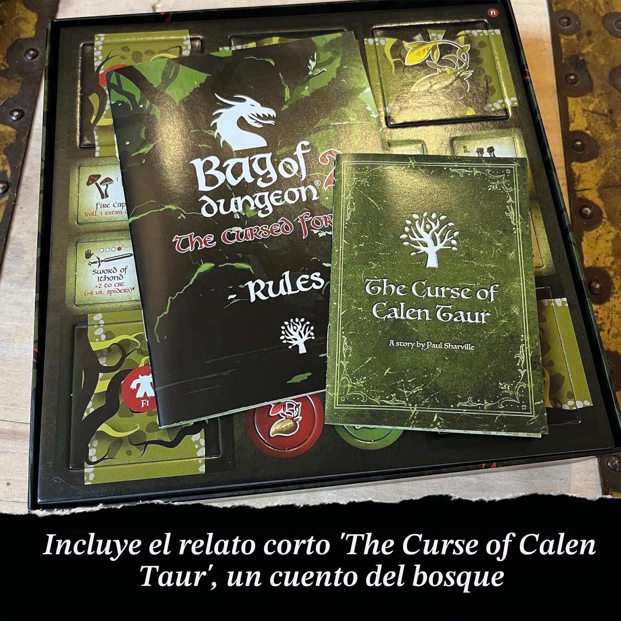 Bag of Dungeon 2: The Cursed Forest | Fantasy Adventure Board Game – Standalone or Expansion | Portable Dungeon Crawler RPG | 1–4 Players | Ages 7+ | Family & Solo Play | Dragon-Themed Tile Game