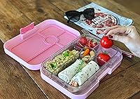 Vista 5 de Yumbox Caja Bento de tapas a prueba de fugas, lonchera para mujeres, adolescentes y niños, tamaño grande, bandeja de 4 compartimentos con sección