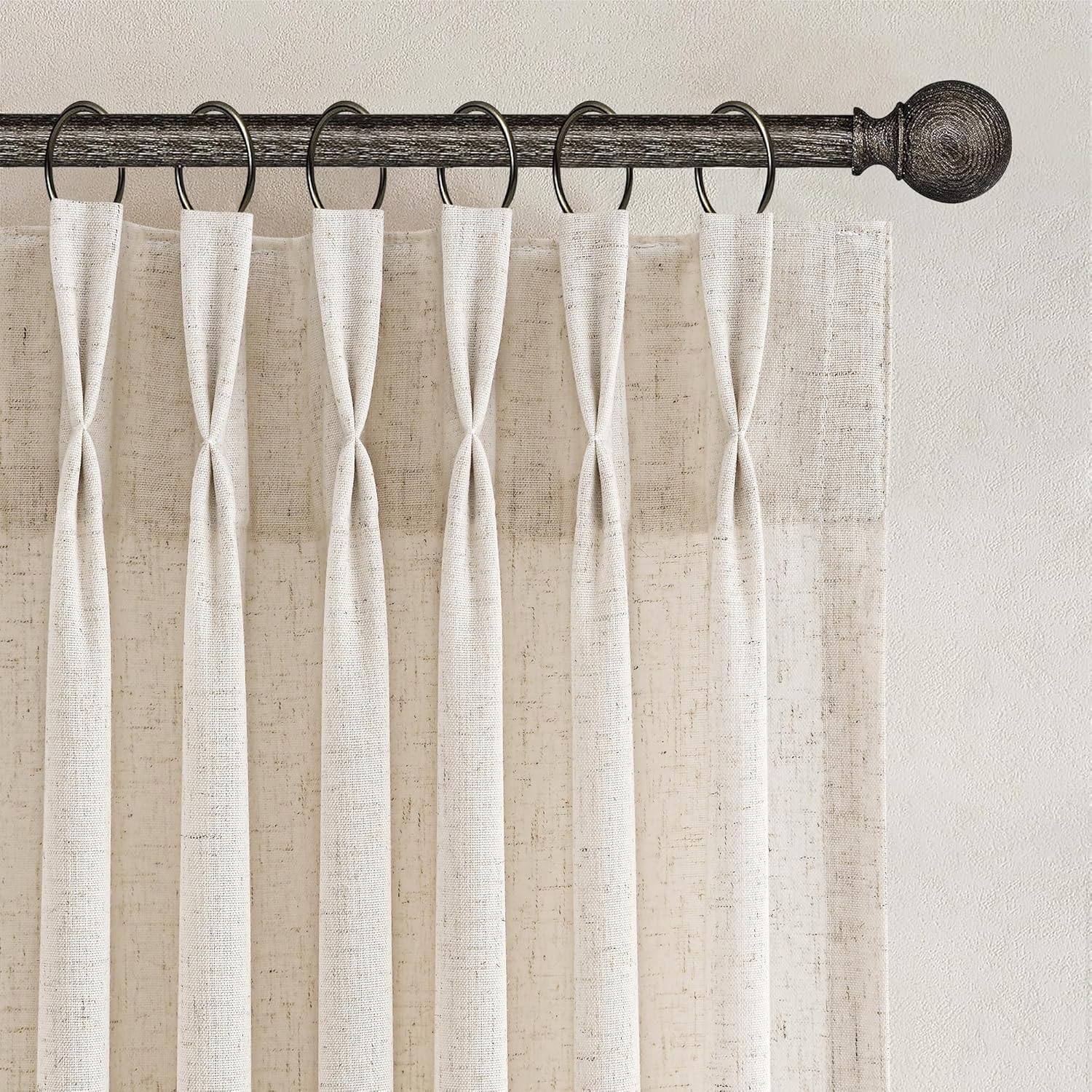 Cream Beige Pinch Pleated Linen Curtains 84 Inch Length 2 Panels for Living Room Bedroom Semi Sheer Pleat Drapes with Hooks Neutral Farmhouse Light Filtering Privacy Window Curtain 84 Inches Long Cream Beige 50"W x 84"L (Pack of 2)